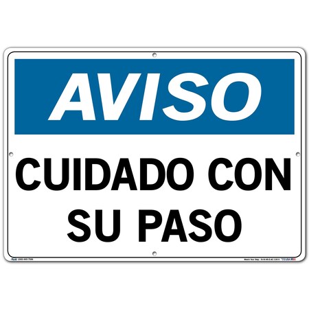 Vestil Aluminum Composite Sign, 14-1/2" Height, 20-1/2" Width, Aluminum Composite, Rectangle, Spanish SI-N-48-E-AC-130-S